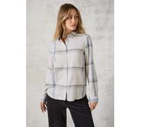 Langarmbluse CECIL, Damen, Gr. L (42), weiß (soft silber melange), Web, 50% Viskose, 50% Baumwolle, kariert, gerade normal, V-Ausschnitt, Bündchen, Blusen, mit Knopfleiste (99750547-L) soft silber mel