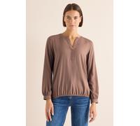 Langarmbluse CECIL, Damen, Gr. M (40), cocoa taupe, Stoff, 100% Viskose, unifarben, klassisch normal, Rundhals, Manschette, Blusen, mit Elastikbund (46488732-M) cocoa taupe