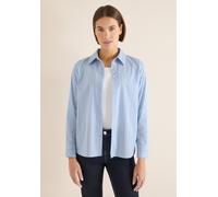 Langarmbluse CECIL, Damen, Gr. M (40), fountain blau, Web, 72% Baumwolle, 25% Polyamid, 3% Elasthan, unifarben, klassisch normal, V-Ausschnitt, Bündchen, Blusen (33090438-M) fountain blau