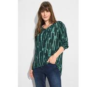 Langarmbluse CECIL, Damen, Gr. M (40), grün (fir grün), Stoff, 67% Viskose, 33% Baumwolle, bedruckt, normal normal, V-Ausschnitt, Bündchen, Blusen, aus softem Materialmix (59814153-M) fir grün
