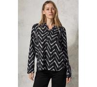 Langarmbluse CECIL, Damen, Gr. M (40), schwarz, Stoff, 100% Viskose, bedruckt, normal normal, Rundhals, Bündchen, Blusen, mit geschlitztem Rundhalsausschnitt (17611941-M) schwarz