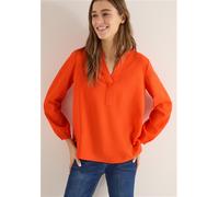 Langarmbluse CECIL, Damen, Gr. S (38), cherry tomato orange, Stoff, 86% Viskose, 14% Nylon, unifarben, klassisch normal, V-Ausschnitt, Bündchen, Blusen, in Unifarbe (60485951-S) cherry tomato orange