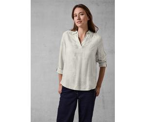 Langarmbluse CECIL, Damen, Gr. XL (44), beige (alabaster beige melange), Stoff, 100% Viskose, gemustert, normal normal, V-Ausschnitt, Bündchen, Blusen, in Melange Optik (83862416-XL) alabaster beige m