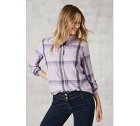 Langarmbluse CECIL, Damen, Gr. XL (44), lila (wild lila melange), Web, 50% Viskose, 50% Baumwolle, kariert, gerade normal, V-Ausschnitt, Bündchen, Blusen, mit Knopfleiste (72555861-XL) wild lila melan
