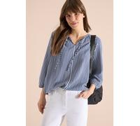 Langarmbluse CECIL, Damen, Gr. XL (44), sporty denim blau, Stoff, 100% Viskose, gestreift, klassisch normal, V-Ausschnitt, Bündchen, Blusen, mit 3/4 Ärmeln (44858219-XL) sporty denim blau