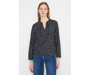 Langarmbluse CECIL, Damen, Gr. XL (44), universal blau, Stoff, 85% Viskose, 15% Nylon, gemustert, klassisch normal, Rundhals, elastischer Bund, Blusen, mit geschlitztem Rundhalsausschnitt (82613817-XL