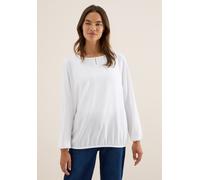 Cecil Damen Bluse 3411876 Langarm Rundhals 100% Viskose Uni Weiß Gr. XL