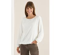 Langarmbluse CECIL, Damen, Gr. XL (44), weiß (vanilleweiß), Stoff, 100% Viskose, unifarben, normal normal, Rundhals, Bündchen, Blusen, aus softer Viskose (40720620-XL) vanilleweiß