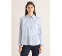 Langarmbluse CECIL, Damen, Gr. XS (36), blau (cloud blau), Web, 72% Baumwolle, 25% Polyamid, 3% Elasthan, gestreift, klassisch normal, V-Ausschnitt, Bündchen, Blusen, mit Knopfleiste (87288761-XS) clo