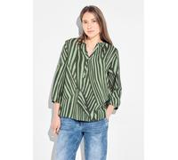 Langarmbluse CECIL, Damen, Gr. XS (36), grün (cool khaki), Stoff, 84% Viskose, 16% Polyamid, gemustert, gerade hüftlang, Rundhals, Bündchen, Blusen, mit angedeuteter Knopfleiste (67871467-XS) cool kha