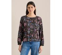 Langarmbluse CECIL, Damen, Gr. XS (36), raw khaki, Stoff, 100% Viskose, gemustert, klassisch normal, Rundhals, Rippbündchen, Blusen, aus softer Viskose (91396939-XS) raw khaki