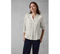 Langarmbluse CECIL, Damen, Gr. XXL (46), beige (alabaster beige melange), Stoff, 100% Viskose, gemustert, normal normal, V-Ausschnitt, Bündchen, Blusen, in Melange Optik (83862416-XXL) alabaster beige