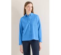 Langarmbluse CECIL, Damen, Gr. XXL (46), blau (fountain blau), Web, 100% Baumwolle, unifarben, klassisch normal, V-Ausschnitt, Bündchen, Blusen, aus reiner Baumwolle (30683733-XXL) fountain blau