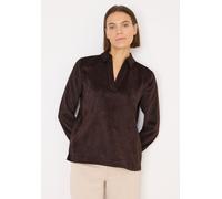 Langarmbluse CECIL, Damen, Gr. XXL (46), braun (tartufo braun), Cord, 89% Polyester, 8% Nylon, 3% Elasthan, unifarben, normal normal, V-Ausschnitt, Bündchen, Blusen, soft und weich (36305866-XXL) tart