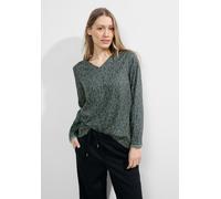 Langarmbluse CECIL, Damen, Gr. XXL (46), grün (strong khaki), Stoff, 100% Viskose, gemustert, gerade hüftlang, V-Ausschnitt, Bündchen, Blusen, aus softer Viskose (22358865-XXL) strong khaki