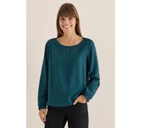 Langarmbluse CECIL, Damen, Gr. XXL (46), schwarz sea grün, Stoff, 100% Viskose, unifarben, normal normal, Rundhals, Bündchen, Blusen, aus softer Viskose (77084350-XXL) schwarz sea grün