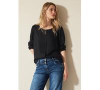Cecil Damen Materialmix-Bluse in Schwarz, Gr: XXL