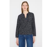 Langarmbluse CECIL, Damen, Gr. XXL (46), universal blau, Stoff, 85% Viskose, 15% Nylon, gemustert, klassisch normal, Rundhals, elastischer Bund, Blusen, mit geschlitztem Rundhalsausschnitt (82613817-X