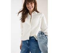 Langarmbluse CECIL, Damen, Gr. XXL (46), vanilleweiß, Stoff, 55% Polyester, 45% Viskose, gestreift, klassisch normal, V-Ausschnitt, elastischer Bund, Blusen, mit Knopfleiste (42388542-XXL) vanilleweiß