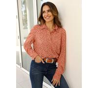 Langarmbluse CLASSIC BASICS, Damen, Gr. 48, orange (papaya, schwarz, bedruckt), 100% Viskose, bedruckt, gemustert, mehrfarbig, Blusen (61675807-48) papaya, schwarz, bedruckt