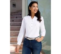 Langarmbluse CLASSIC BASICS, Damen, Gr. 50, weiß, 50% Baumwolle, 50% Polyester, unifarben, Blusen (13764930-50) weiß