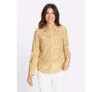 Langarmbluse CLASSIC BASICS, Damen, Gr. 54, gelb (gelb, weiß, bedruckt), 100% Polyester, bedruckt, gemustert, Blusen (25100961-54) gelb, weiß, bedruckt