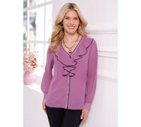 Langarmbluse CLASSIC BASICS, Damen, Gr. 54, lila (violett), 100% Polyester, unifarben, V-Ausschnitt, Blusen (89137342-54) violett