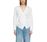 Comma Feminine Baumwoll-Satin-Stretch-Bluse mit Druckknopfverschluss