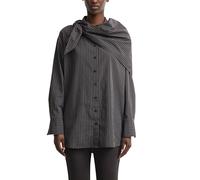 Langarmbluse COMMA, Damen, Gr. 36, schwarz (mulch braun stripe), Web, Obermaterial: 60% Lyocell, 40% Baumwolle, gestreift, relaxed fit hüftbedeckend, Rundhals, 1-Knopf-Manschette, Blusen, mit Streifen