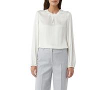 Langarmbluse COMMA, Damen, Gr. 36, weiß, Web, Obermaterial: 100% Viskose, unifarben, bequem hüftbedeckend, Rundhals, elastischer Bund, Blusen Langarmbluse, mit gerafften Kragen (46324160-36)