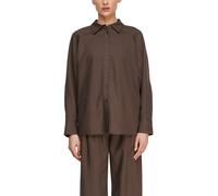 Langarmbluse COMMA, Damen, Gr. 38, braun, Web, Obermaterial: 90% Lyocell, 10% Leinen, unifarben, lässig geschnitten hüftbedeckend, Rundhals, 1-Knopf-Manschette, Blusen, mit Leinen (77905230-38) braun