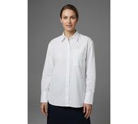 Langarmbluse COMMA, Damen, Gr. 42, weiß, Web, Obermaterial: 98% Baumwolle, 2% Elasthan, unifarben, lässig geschnitten hüftbedeckend, Rundhals, 1-Knopf-Manschette, Blusen, mit Stretch (51091369-42) wei