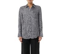 Langarmbluse COMMA, Damen, Gr. 44, grau (grau, schwarz), Web, Obermaterial: 100% Viskose, animal-print, bedruckt, regular fit taillenbedeckt, Manschette, Blusen Langarmbluse, mit All-Over-Animal Print