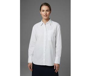 Langarmbluse COMMA, Damen, Gr. 46, weiß, Web, Obermaterial: 98% Baumwolle, 2% Elasthan, unifarben, lässig geschnitten hüftbedeckend, Rundhals, 1-Knopf-Manschette, Blusen, mit Stretch (51091369-46) wei