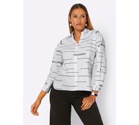 Langarmbluse CREATION L, Damen, Gr. 40, schwarz-weiß (ecru, schwarz, bedruckt), 50% Baumwolle, 50% Polyester, gemustert, Blusen (17744224-40) ecru, schwarz, bedruckt