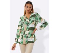 Langarmbluse CREATION L, Damen, Gr. 48, khaki, pistazie, bedruckt, 100% Viskose, gemustert, V-Ausschnitt, Blusen (68604211-48) khaki, pistazie, bedruckt