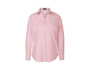Langarmbluse GOLDNER "Kurzgröße Basicbluse mit Hemdkragen", Damen, Gr. 25, rosa (rosé), Obermaterial: 65% Baumwolle CO. 31% Polyamid PA. 4% Elasthan EL., eng Manschette, Blusen, Seitenschlitze für meh