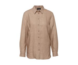 Langarmbluse GOLDNER "Kurzgröße Bequeme Damen Businessbluse", Damen, Gr. 25, beige (macchiato, melange), Obermaterial: 100% Leinen LI., normal, Sonstiges, Blusen, Ohne (56560116-25) macchiato, melange