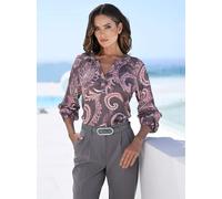 Langarmbluse HEINE, Damen, Gr. 34, lila (anthrazit, mauve, bedruckt), 100% Viskose, Paisley, bedruckt, gemustert, mehrfarbig, Rundhals, Blusen (75693210-34) anthrazit, mauve, bedruckt