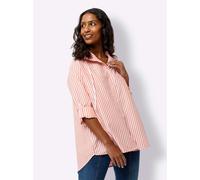 Langarmbluse HEINE, Damen, Gr. 36, orange (orange, ecru, gestreift), 50% Baumwolle, 50% Polyester, gemustert, mehrfarbig, Blusen (17002166-36) orange, ecru, gestreift