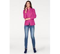 Langarmbluse HEINE, Damen, Gr. 40, lila (beere), 97% Baumwolle, 3% Elasthan, unifarben, V-Ausschnitt, Blusen (79922955-40) beere