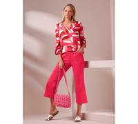 Langarmbluse HEINE, Damen, Gr. 50, pink, flamingo, bedruckt, 100% Viskose, bedruckt, gemustert, mehrfarbig, Rundhals, Blusen (60549763-50) pink, flamingo, bedruckt