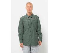 Langarmbluse JACK WOLFSKIN "BARRIER LS SHIRT W", Damen, Gr. M (38/40), grün (hedge, grün), OBERSTOFF: 46% POLYAMID, 27% LYOCELL, 27% VISKOSE; Futter: 100% POLYESTER, Blusen Langarmbluse (43712436-M)