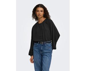 Langarmbluse JDY "JDYDIVYA LIFE L/S O-NECK SHIRT WVN", Damen, Gr. M, schwarz, Web, Obermaterial: 100% Polyester, unifarben, normal, Rundhals, Blusen, Polyester (58575459-M) schwarz