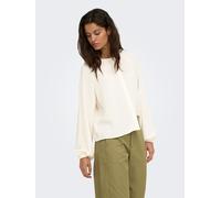 Langarmbluse JDY "JDYDIVYA LIFE L/S O-NECK SHIRT WVN", Damen, Gr. XXL, beige (cloud dancer), Web, Obermaterial: 100% Polyester, unifarben, normal, Rundhals, Blusen, Polyester (30010251-XXL) cloud danc