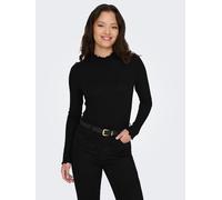 Langarmbluse JDY "JDYFRANSISKA L/S HIGHNECK TOP JRS NOOS", Damen, Gr. M, schwarz, Single Jersey, Obermaterial: 75% Viskose, 20% Baumwolle, 5% Elasthan, unifarben, figurbetont hüftlang, Rundhals, gewel