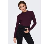 Langarmbluse JDY "JDYFRANSISKA L/S HIGHNECK TOP JRS NOOS", Damen, Gr. XL, rot (winetasting), Single Jersey, Obermaterial: 75% Viskose, 20% Baumwolle, 5% Elasthan, unifarben, figurbetont hüftlang, Rund
