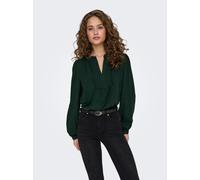 Langarmbluse JDY "JDYRACHEL LIFE L/S PINTUCK TOP WVN NOOS", Damen, Gr. XS, grün (scarab), Web, Obermaterial: 100% Polyester, unifarben, regular fit hüftbedeckend, V-Ausschnitt, Puffärmel 1-Knopf-Mansc