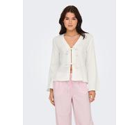 Langarmbluse JDY "JDYTHEIS LIFE L/S TOP WVN NOOS", Damen, Gr. M, cloud dancer, Web, Obermaterial: 100% Baumwolle, unifarben, regular fit normal, V-Ausschnitt, weit, Blusen, Baumwolle, regular fit, Mus