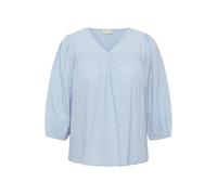 Langarmbluse KAFFE CURVE "Damen Bluse langarm KCmaisie", Damen, Gr. 46, blau (blau fog), Obermaterial: 98% Baumwolle CO. 2% Elasthan EL., Blusen (27294263-46) blau fog